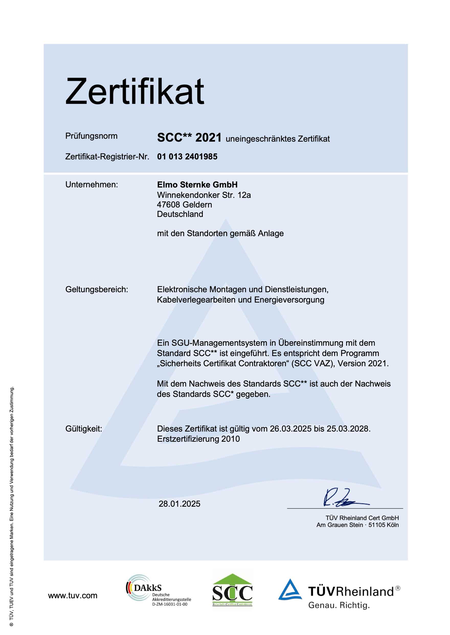 Abbildung scc*2011 zertifikat für Download