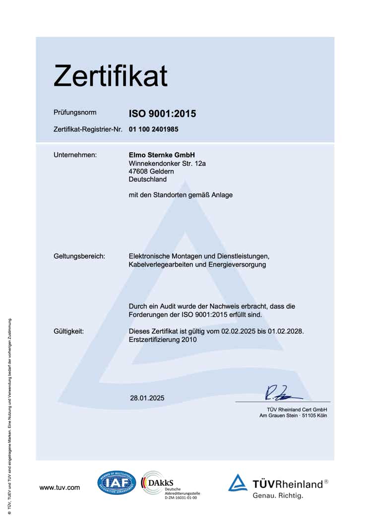 Abbildung Zertifikat ISO 9001:2015 Download